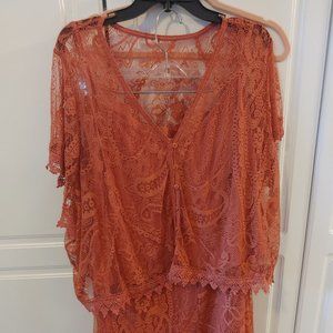 Torrid Rust Super Soft 2 Piece Lace Dress size 4